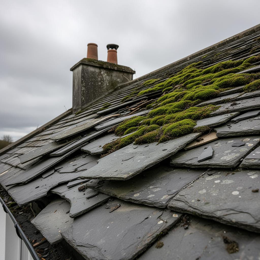 Roof restoration before and after — before